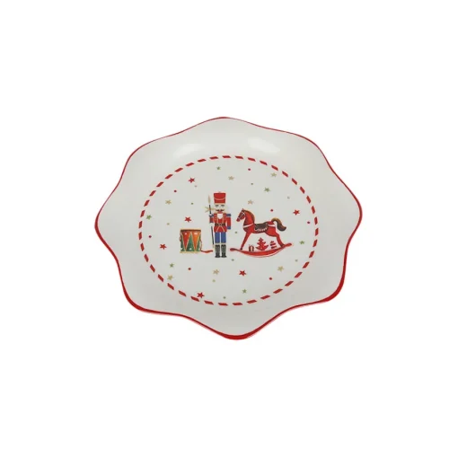 Juletid Asjett Gyngehest Rød Bølgekant 21cm<CHRISTIANIA 1739 Best