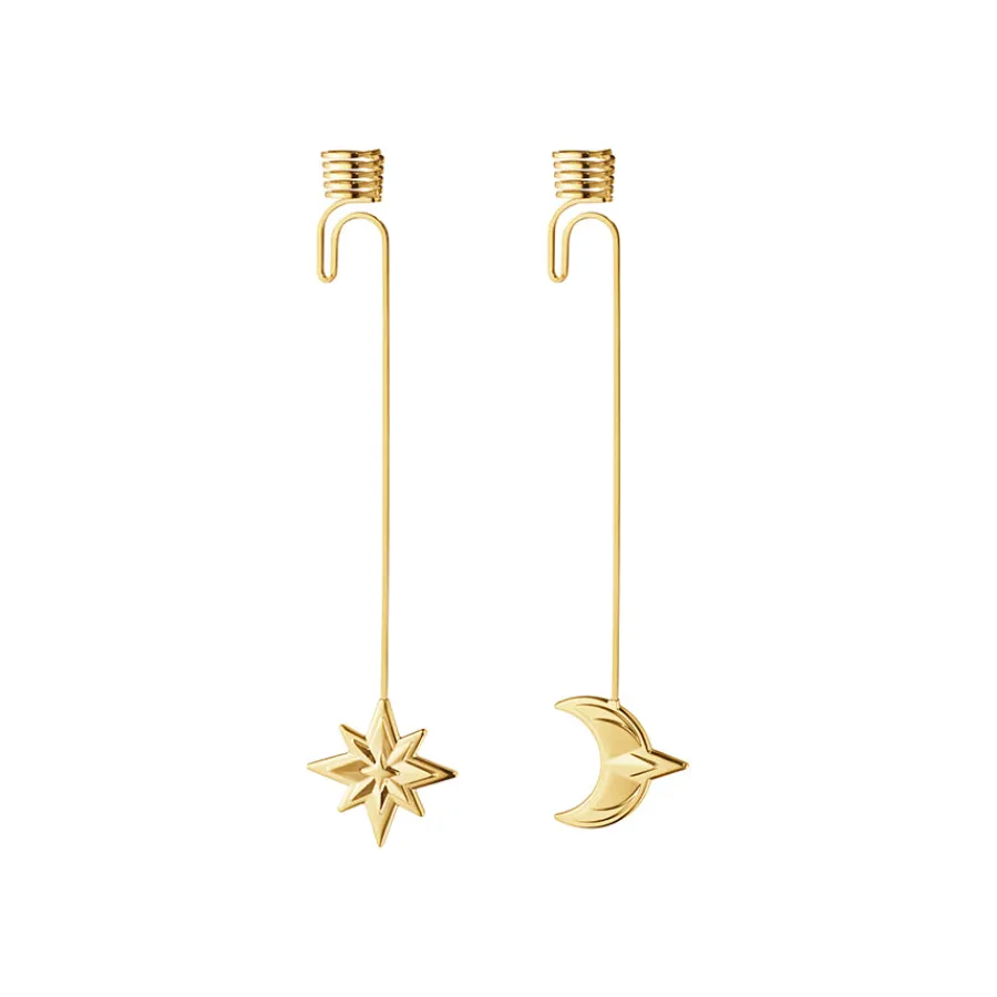 Julepynt 2024 Lysholder Sett Måne & Stjerne 18kt Forgylt<GEORG JENSEN Hot