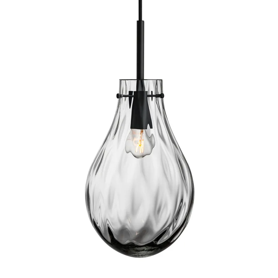 Dråpe Dobbeltoptikk Pendellampe Lys Røkgrå<HADELAND GLASSVERK Outlet