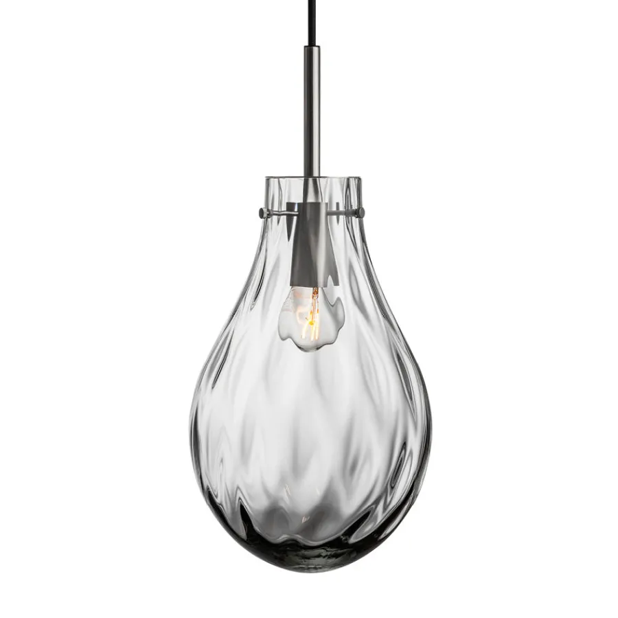 Dråpe Dobbeltoptikk Pendellampe Lys Røkgrå<HADELAND GLASSVERK Outlet
