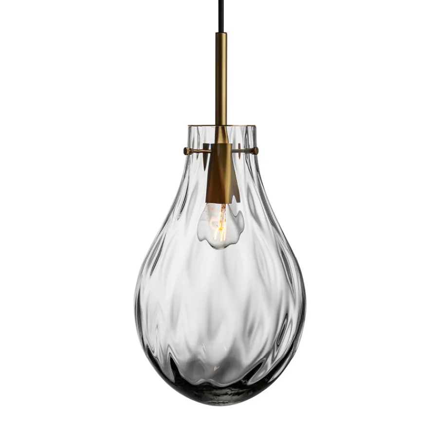 Dråpe Dobbeltoptikk Pendellampe Lys Røkgrå<HADELAND GLASSVERK Outlet