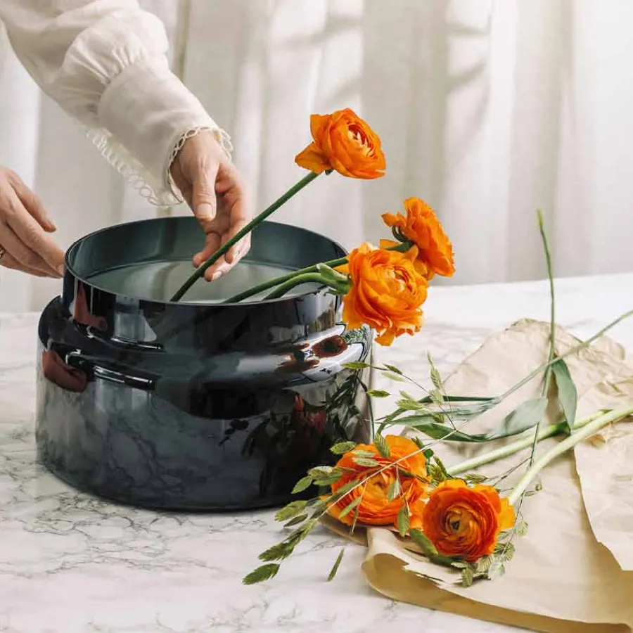 Tindre Vase/Lyslykt Røkgrå 17,8cm<HADELAND GLASSVERK Clearance