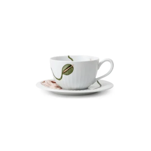 Kähler Hammershøi Poppy Tekopp m/Skål 38cl Hvit m/Dekor<KÄHLER DESIGN Sale