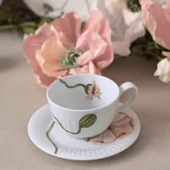 Kähler Hammershøi Poppy Tekopp m/Skål 38cl Hvit m/Dekor<KÄHLER DESIGN Sale