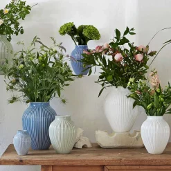 Knabstrup Vase 27cm Riflet Hvit<KNABSTRUP KERAMIK Outlet