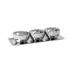 Løve Vinje Fat m/3 Skåler Rustfritt Stål 30cm Sølv<LØVE Sale