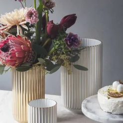 Porcelæn Vase 20,5cm Gull<LYNGBY Clearance