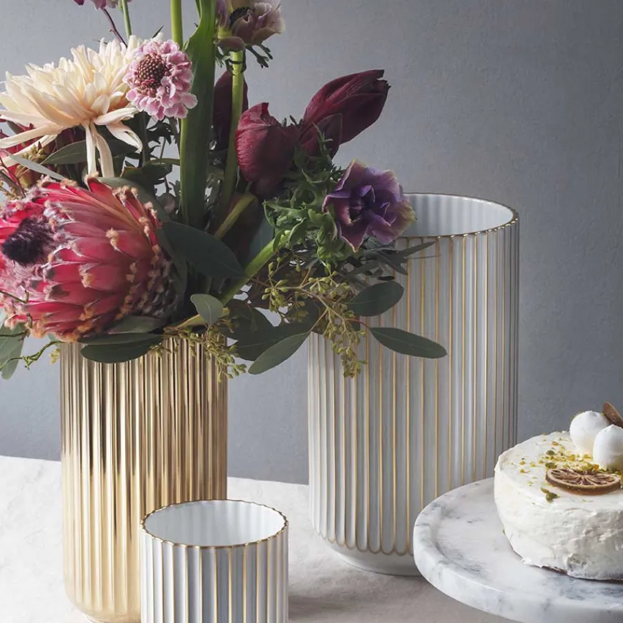 Porcelæn Vase 20,5cm Gull<LYNGBY Clearance