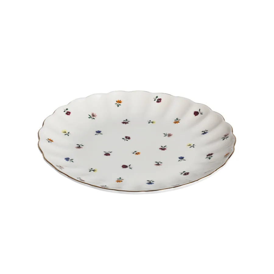 Lilly Asjett m/Blomster og Gullkant 21cm Hvit<NOVA Best