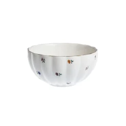Lilly Bolle m/Blomster og Gullkant 13cm Hvit<NOVA New