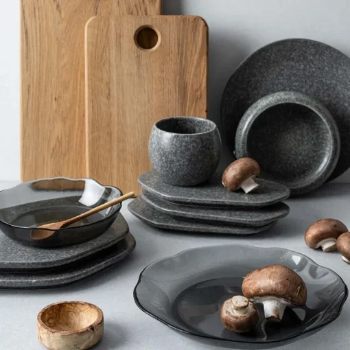 Porsgrunds Porselænsfabrik Natur Organisk Asjett 19,5cm Mørk Granitt<PORSGRUNDS PORSELÆNSFABRIK Outlet