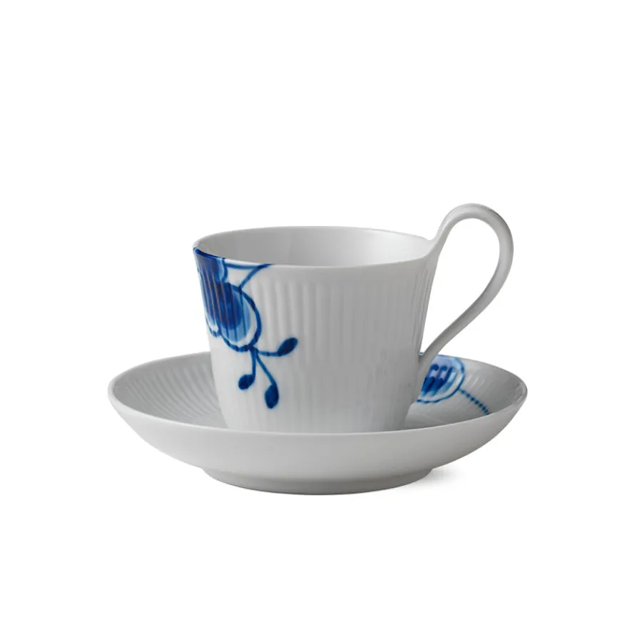 Blå Mega Riflet Kopp 25cl m/Skål Høy<ROYAL COPENHAGEN Discount