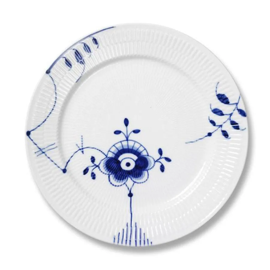 Blå Mega Riflet Blå Asjett 22cm<ROYAL COPENHAGEN Discount