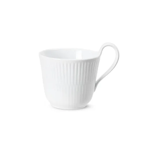 Hvit Riflet Kopp m/Høy Hank 24cl<ROYAL COPENHAGEN Best