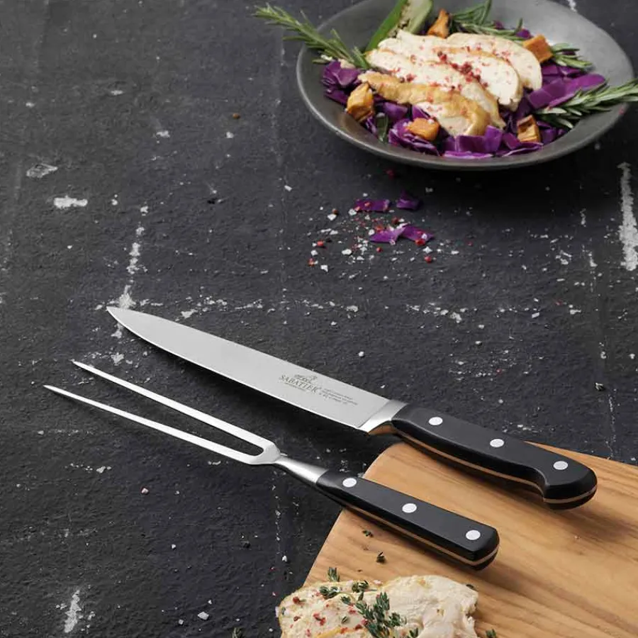 Pluton Tranchèrsett 2 Deler Stål/Svart<SABATIER Best