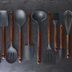 Serveringsskje m/Riller 31cm Karbonisert Ask<SCANPAN Clearance